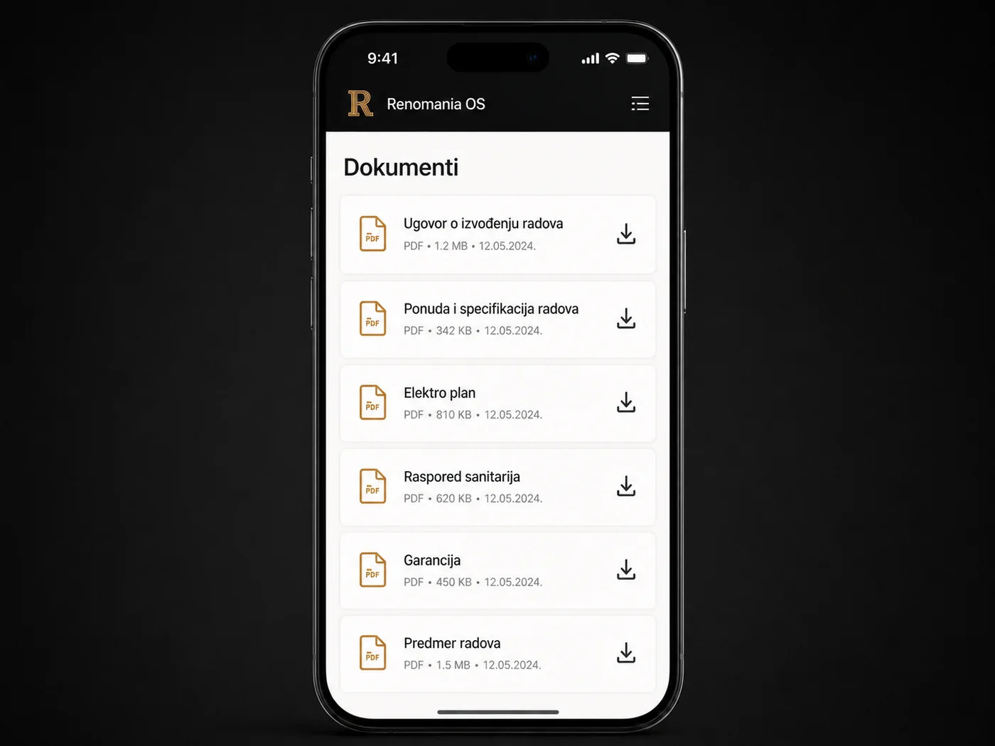 Dokumenti projekta u Renomania OS